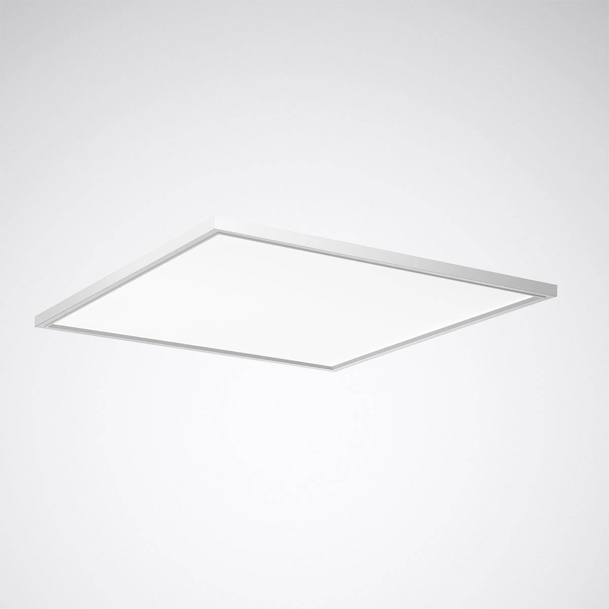 Een vierkant plafondpaneel met een strak, modern design op een witte achtergrond. Ideaal voor hedendaagse interieurs.