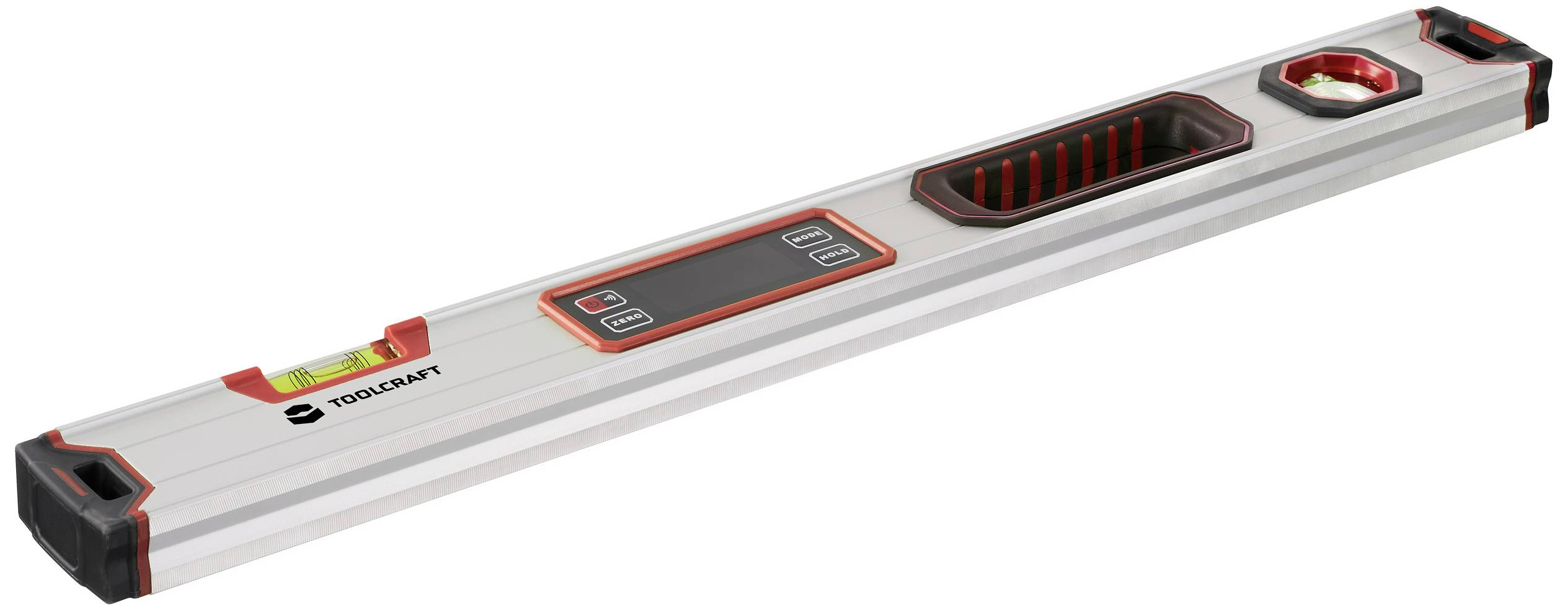 Waterpas met digitale weergave en libellen, geschikt voor nauwkeurige metingen in de bouw en ambachtelijke sector.