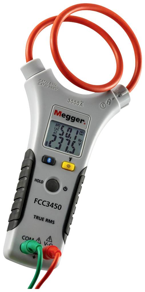 Een digitaal multimeter toont de meetwaarde '534,1 A' op een display. Het apparaat is verbonden met twee meetleidingen.