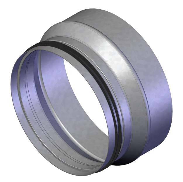 Een cilindrisch metalen onderdeel met meerdere lagen en een zwarte afdichtingsring. Mogelijk een machinebouwkundig onderdeel.