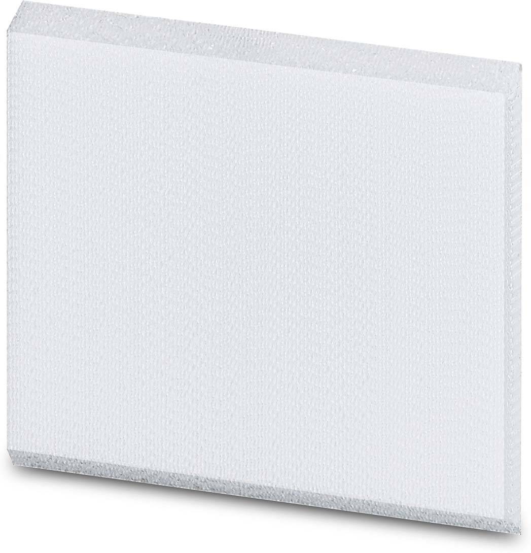 Een witte, vierkante schuimstofblok, licht gestructureerd, gezien van één kant.