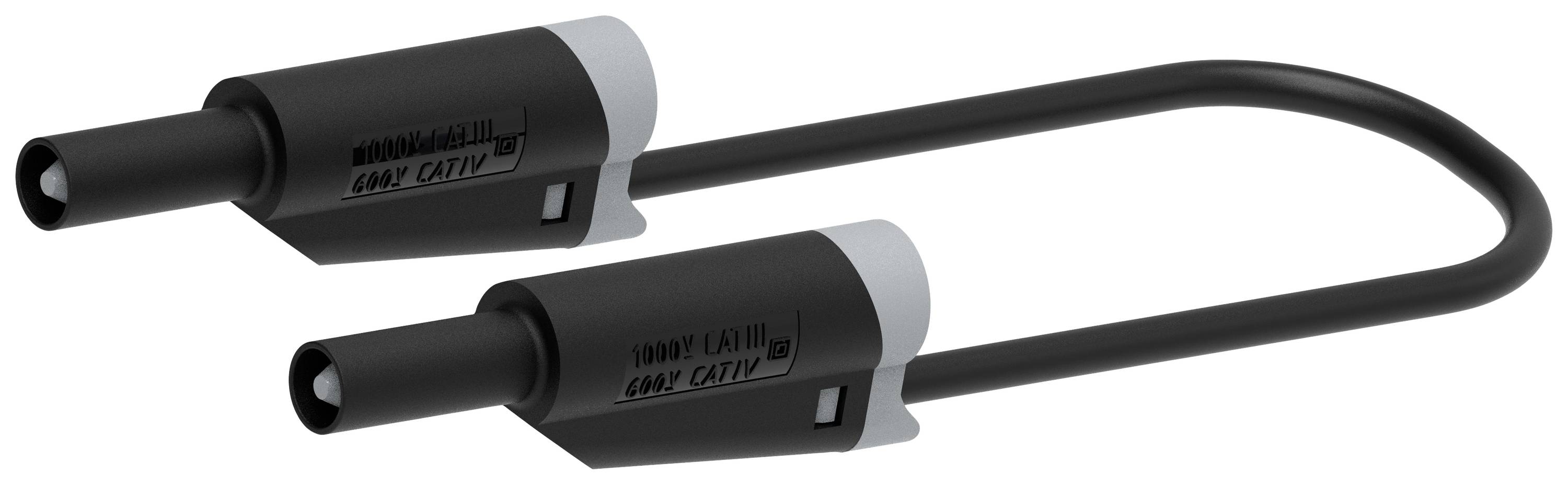 '1000V CAT IV'-meetleidingen met zwart kabel. Ze zijn robuust en geschikt voor gebruik in veeleisende elektrische omgevingen.