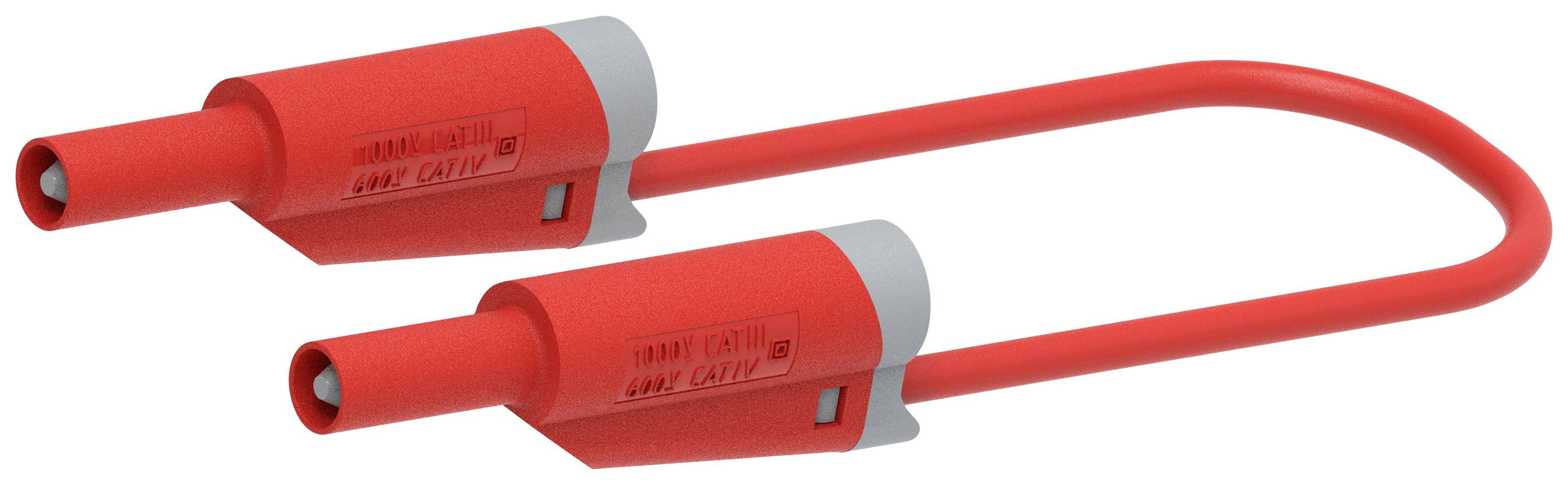 Twee rode accupoolklemmen met grijze uiteinden, verbonden door een kabel, worden gebruikt om elektrische verbindingen tot stand te brengen.