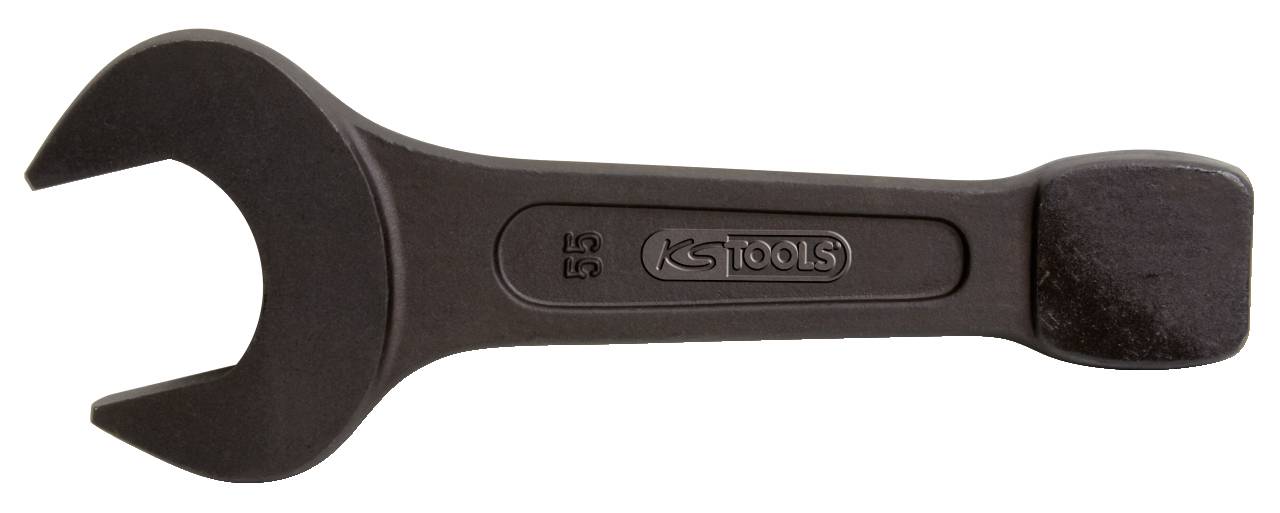 Zwarte moersleutel met opschrift '55 KS Tools' op de steel. Gereedschap voor het aanhalen of losdraaien van schroeven.