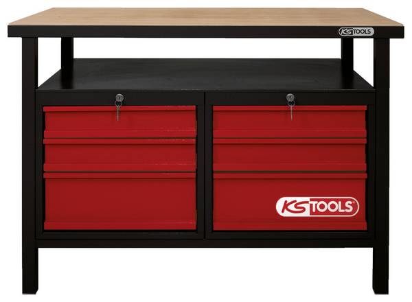 KS Tools 865.0004 Werkbank (b x h x d) 1200 x 840 x 600 mm Zwart, Rood