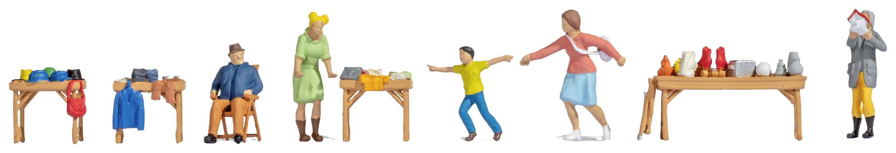 NOCH 16281 H0 Vlooienmarktset 2 figuren Geverfd, Staand, Zittend