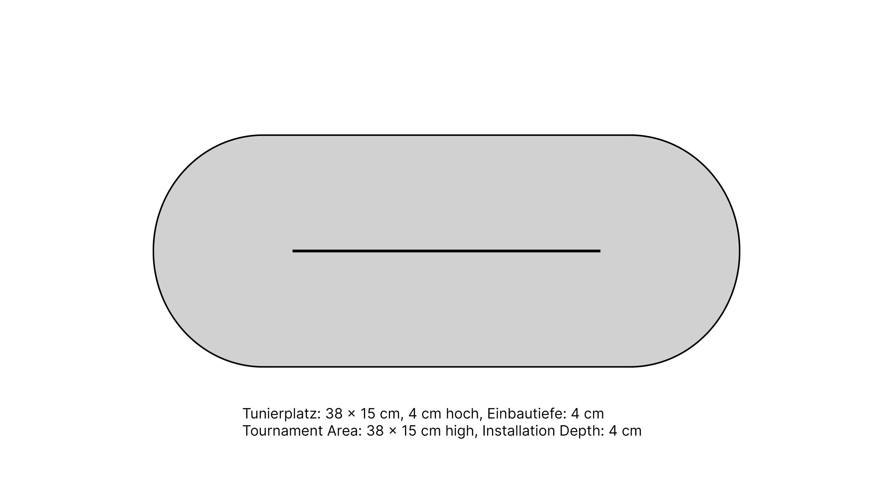 'Ovale inbouwoppervlakte, 38 x 15 cm, 4 cm hoog, inbouwdiepte 4 cm'