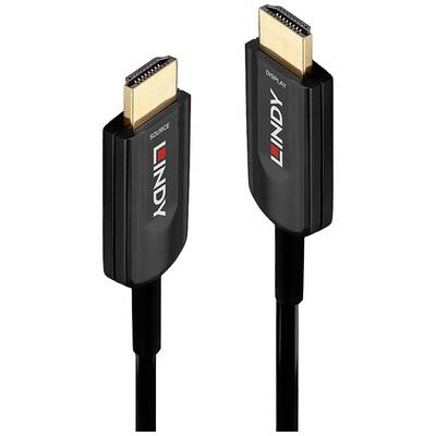 Twee zwarte HDMI-kabels met gouden aansluitingen, gemarkeerd met 'SOURCE' en 'DISPLAY', op een zwarte achtergrond.