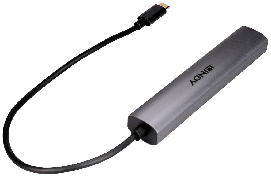 LINDY 43384 43384 USB-hub 4 poorten USB-C Zwart-1