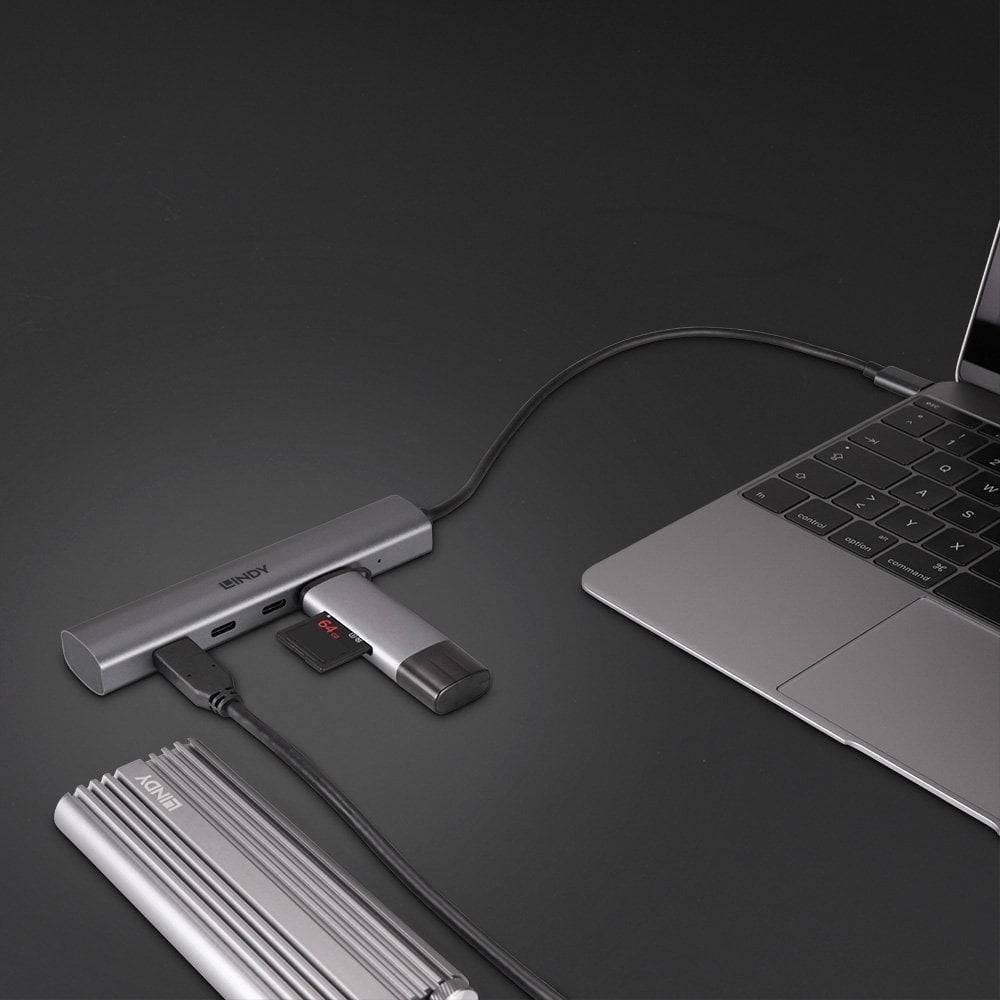 LINDY 43384 43384 USB-hub 4 poorten USB-C Zwart-4