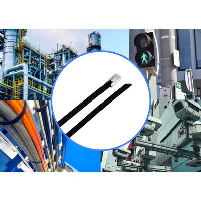 'Een collage: industriële buizen en schoorstenen, een groen verkeerslichtpoppetje, camera's aan een gebouwmuur, kabelstrengen.'