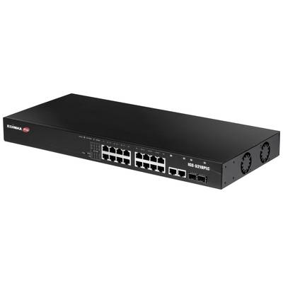 Een netwerk-switch met 24 Ethernet-poorten en 4 extra glasvezelpoorten. Op het apparaat staat 'Edimax Pro' afgebeeld.