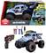 Speelgoedauto-set: Een blauwe, afstandsbediende VW Kever in monstertruck-stijl met stickers. Inclusief afstandsbediening en oplader. Geschikt voor kinderen vanaf 6 jaar.