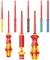 Een set geïsoleerde schroevendraaiers met verwisselbare bits in verschillende kleuren, ideaal voor elektrische werkzaamheden.
