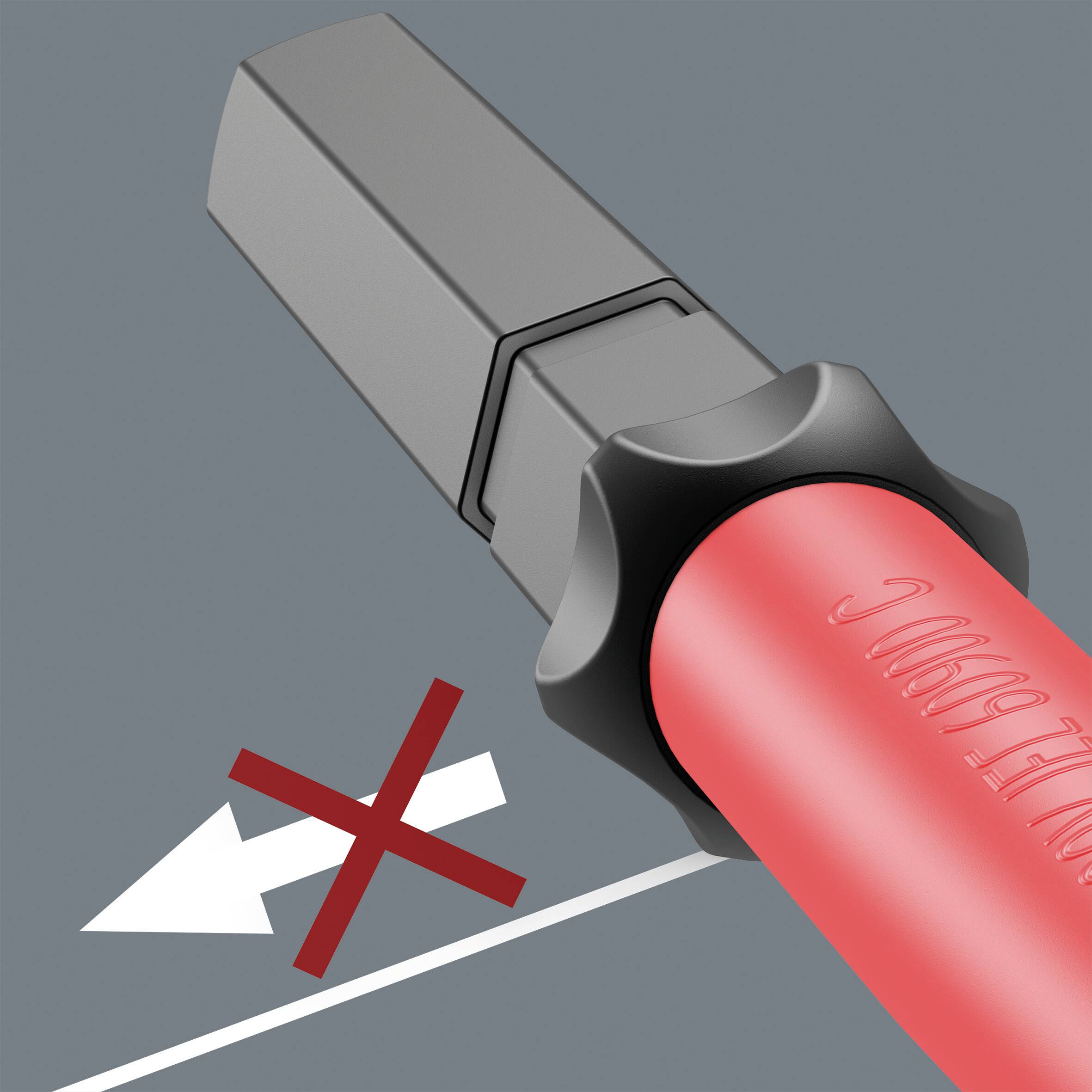 Een rood symbool geeft een verboden actie aan, of het ontsluiten van een toegang met behulp van een specifiek gereedschap. Het symbool waarschuwt voor gebruik.