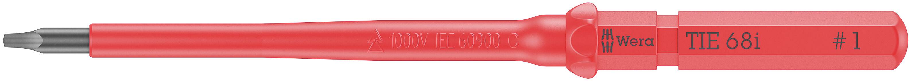 Rode spanningzoeker met opschrift 'Wiha TPT 481' op de handgreep. Het gereedschap heeft een zwarte punt voor spanningscontrole.