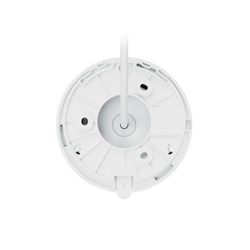 Witte, ronde plafondmontagesteun met een verticale stang in het midden en meerdere aansluit- of bevestigingspunten.