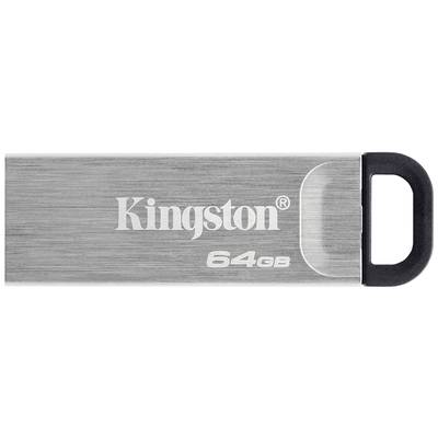USB-stick met metalen behuizing, waarop 'Kingston' en '64GB' staat.