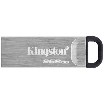 USB-stick van Kingston met een capaciteit van 256 GB. Zilverkluis behuizing met een zwarte ring aan één uiteinde.