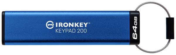 Kingston IronKey Keypad 200 USB-stick Retail 64 GB Blauw IKKP200/64GB USB-A 3.2 Gen 1