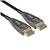 Twee DisplayPort-kabels met gemarkeerde uiteinden 'Bron' en 'Beeldscherm'. Geschikt voor het verbinden van elektronische apparaten met monitoren.