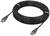 Een zwart HDMI-kabel, opgerold, met vergulde aansluitingen aan beide uiteinden, voor de overdracht van audio- en videosignalen.