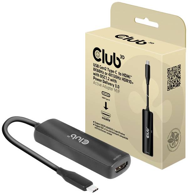 club3D USB 2.0 Adapter [1x USB-C stekker - 1x HDMI-bus] Adapter USB 3.2 Typ C - HDMI 2.1 17 cm