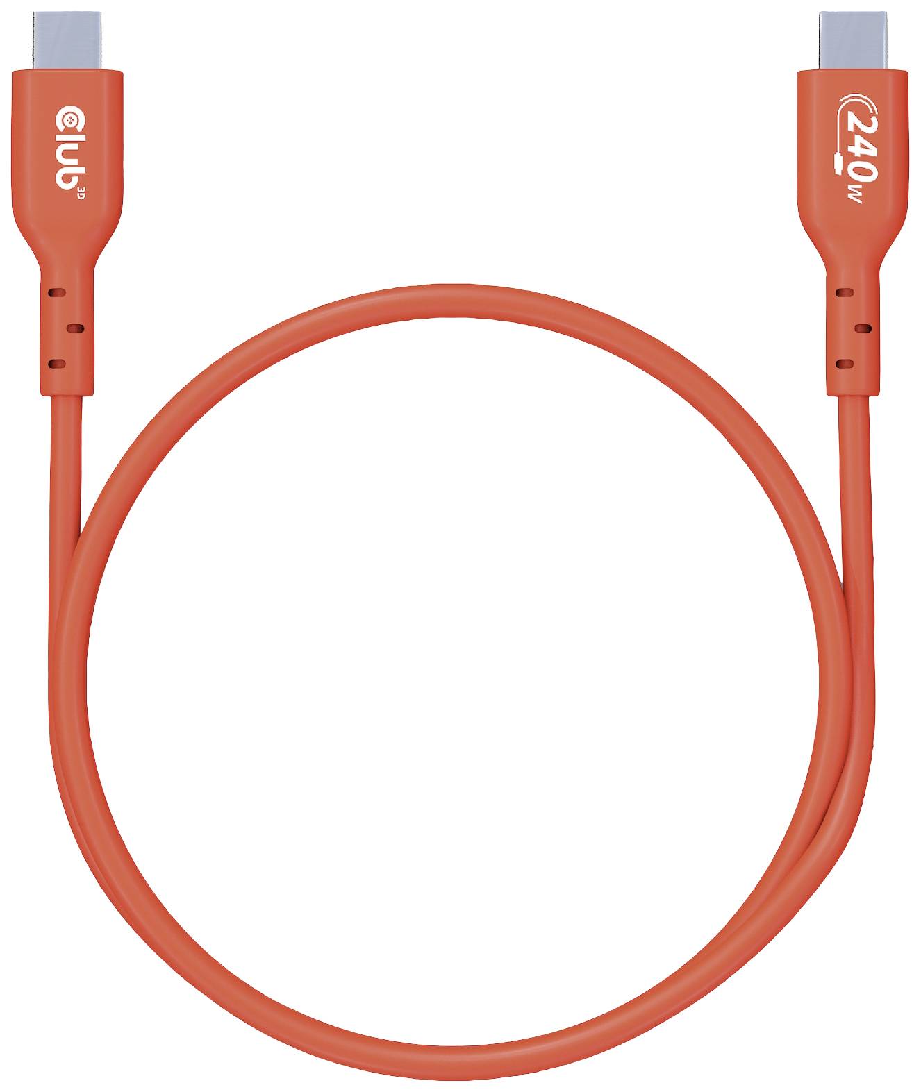 Rood USB-kabel met '240W'-opdruk, geschikt voor high-performance apparaten.