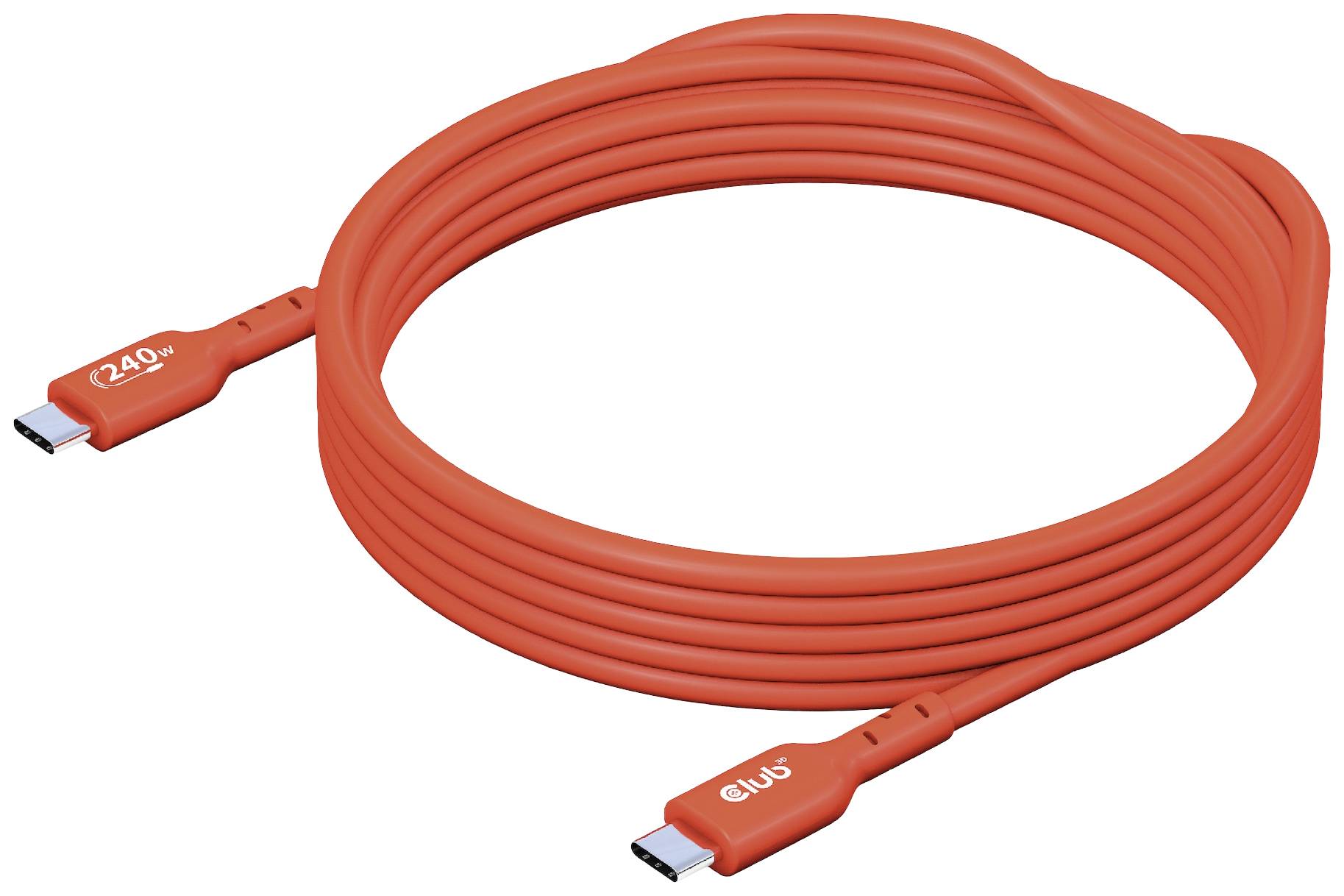 Een rood USB-C-kabel met de opdruk '240 W'.