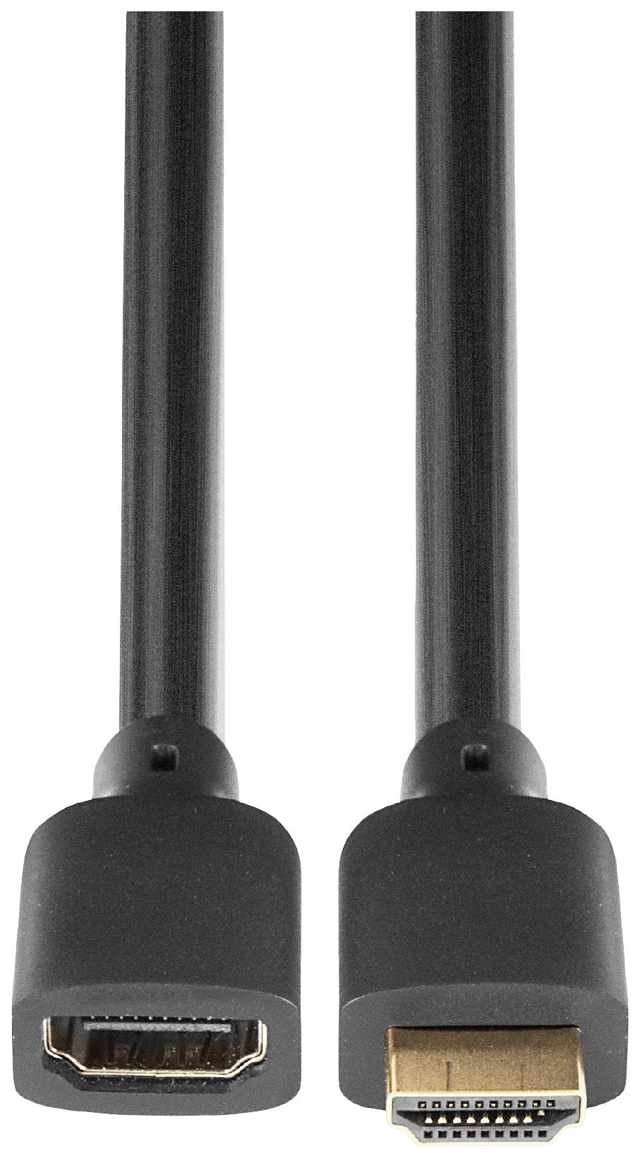 Twee zwarte HDMI-kabeluiteinden, een met een standaard- en een met een mini-aansluiting, op een witte achtergrond.
