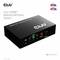 Een HDMI-switch verbindt drie ingangen met één uitgang. Ondersteunt 8K bij 60Hz en 4K bij 120Hz. Merk 'Club'.