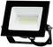 Een zwarte LED-schijnwerper met rechthoekig frame, meerdere gele LED's en een verstelbare houder voor buitenverlichting.