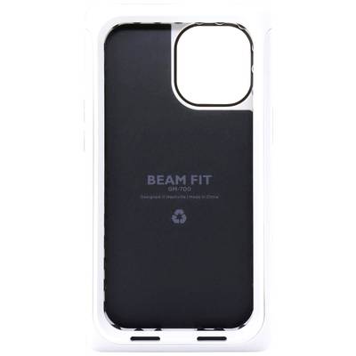 iPhone-hoesje van het merk 'BEAM FIT', model GM-700, kleur Wit, met openingen voor camera en aansluitingen. Ontworpen in Nashville, Gemaakt in China.