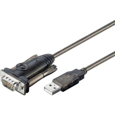 'USB-naar-serieel adapterkabel met een USB-A-stekker en een DB9-stekker, geschikt voor het aansluiten van seriële apparaten op USB-poorten.'