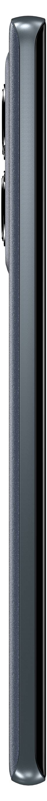 Smartphone met blauw soft-touch-afwerking, gepresenteerd met de volgende kenmerken: exclusieve Pantone-kleuren, getextureerd ontwerp, vingerafdrukbestendig.