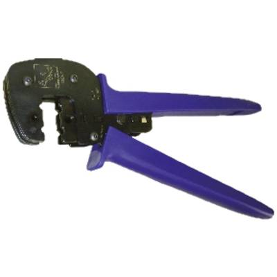 Een blauwe krimptang met zwart handvat, geschikt voor het crimpen van kabels.