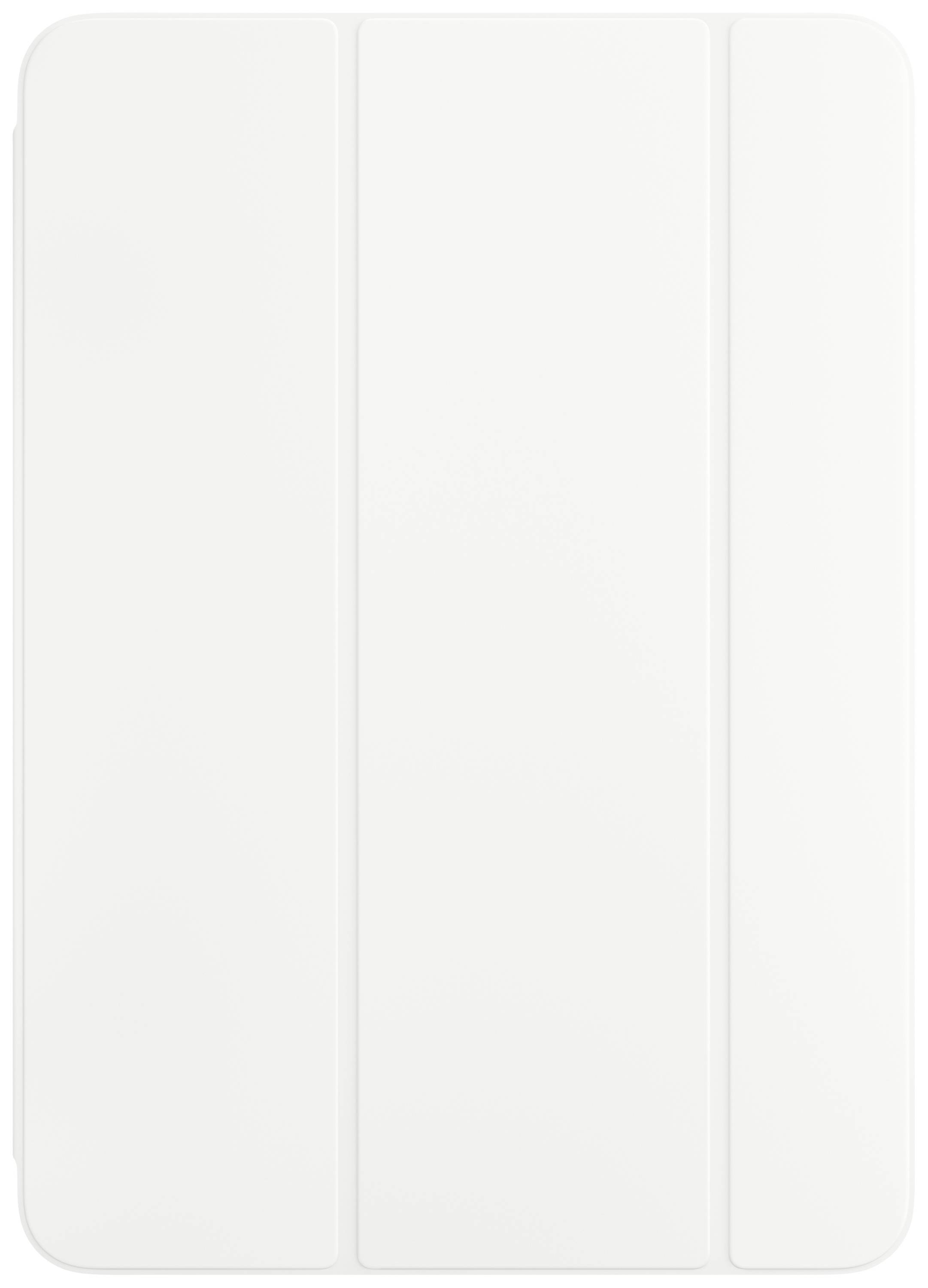 Witte tabletbeschermhoes met driedelig opvouwbaar ontwerp, geschikt voor het afdekken en neerzetten van het apparaat.