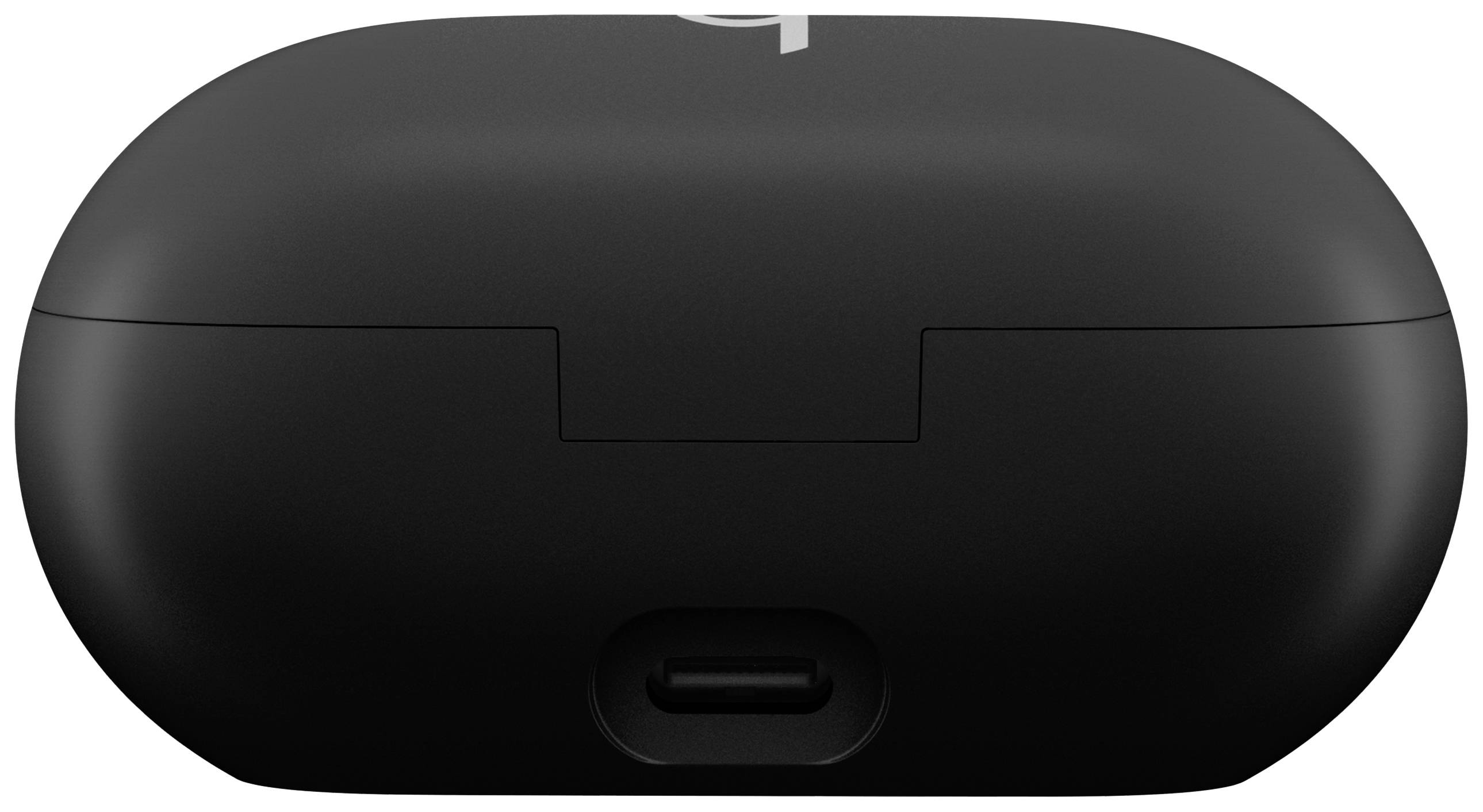 Zwart draadloos laadhoesje in ovale vorm met USB-C-aansluiting onderaan.