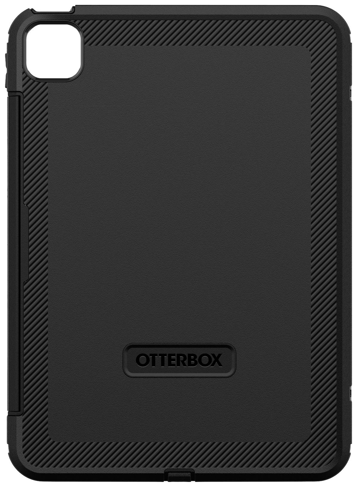 Zwarte tablet-hoes van OtterBox met robuust ontwerp en gestructureerde randen voor extra bescherming.