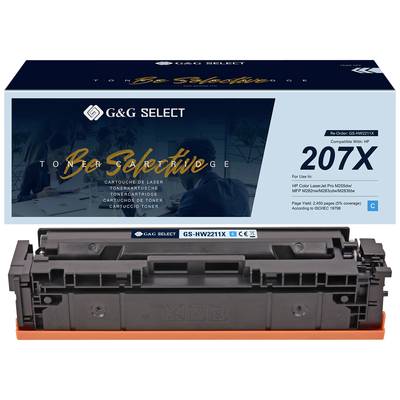 'Toner-Cartridge G&G Select 207X, cyaan, compatibel met HP LaserJet Pro M255/M282/M283, bereik: 2.650 pagina's bij 5% dekking.'