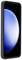 Smartphone met zwarte behuizing, toont blauwe, cirkelvormige achtergrond op het scherm.
