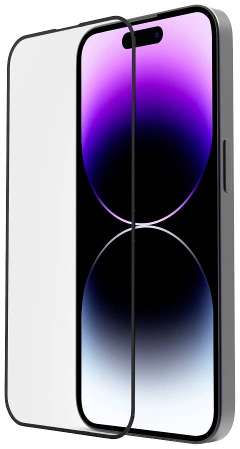 Schermbescherming van glas op een smartphone met een paarse achtergrond.