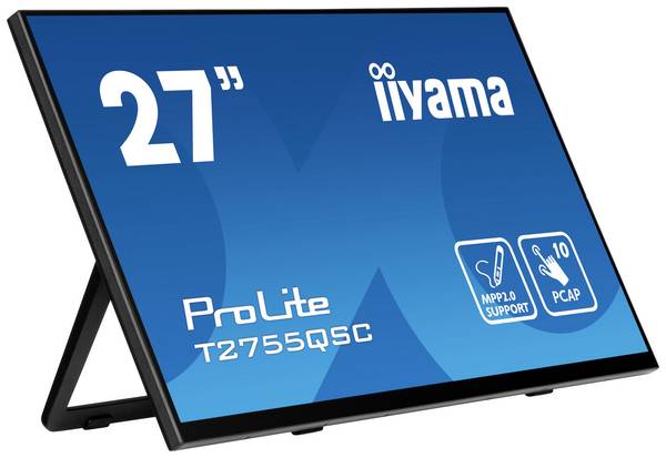 Iiyama ProLite T2755QSC-B1 Touchscreen monitor Energielabel: D (A - G)  68.6 cm (27 inch) 2560 x 1440 Pixel 16:9 5 ms HDMI, DisplayPort, Audio-Line-out, USB-A 3.2 Gen 1 IPS LCD