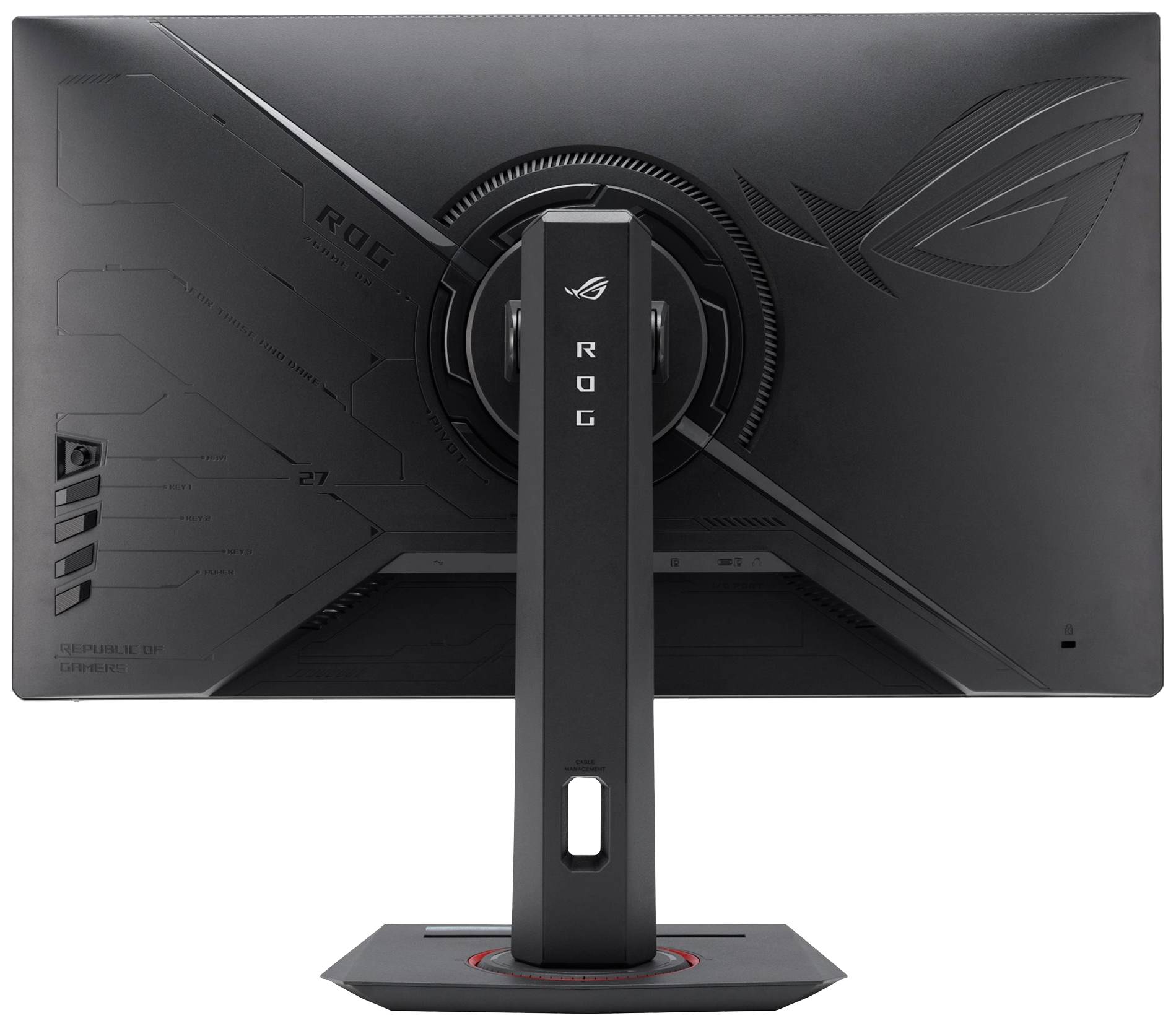 Een monitor met het logo van een merk aan de achterkant. Het scherm staat op een stevige voet.