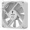 Een witte vierkante computerventilator met zeven schoepen en het logo 'APNX' in het midden; geschikt voor koelsystemen.