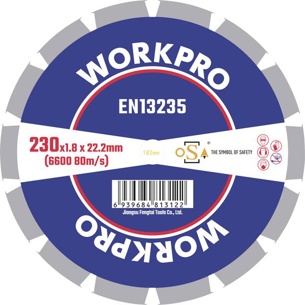 WorkPro  GSOSSE-4 Doorslijpschijf 230 mm 1 stuk(s) Keramiek, Porselein, Marmer, Metselwerk, Glas, Kalksteen, Graniet, Natuursteen, Zandsteen