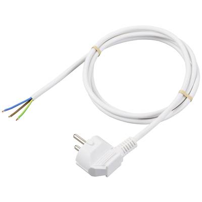 Een wit nettsnoer met een Europese stekker en open uiteinden, geschikt voor elektrische installaties en reparaties.