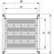 Technische tekening van een rechthoekig ventilatierooster met maatvoeringen: breedte (B), kleine breedte (b), diepte (d) en grote diepte (D).
