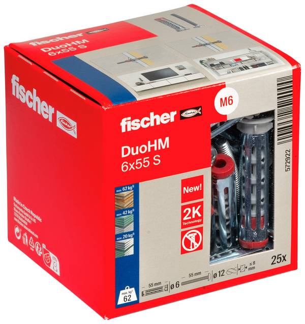 Fischer 572922 DuoHM 6x55 S PH PZ Hollewandplug 55 mm  25 stuk(s)