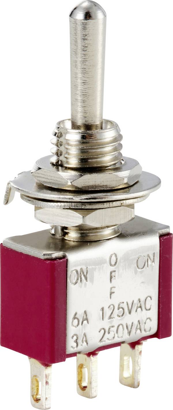 TRU COMPONENTS TC-12819612  Tuimelschakelaar 125 V/AC, 250 V/AC 6 A 1x (aan)/uit/(aan)  Moment 1 stuk(s)